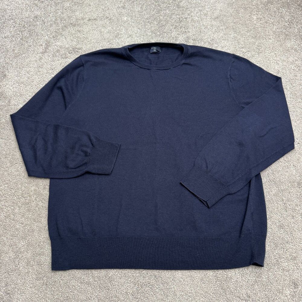 J.Crew Linen Blend Crewneck Pullover Sweater Mens Large Navy Blue Lightweight